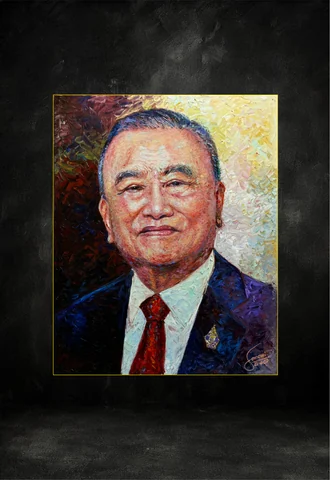 Honor palette knife oil painting 2 by Ajarn Somchai Songtechalerd