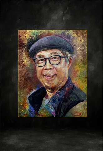 Honor palette knife oil painting 3 by Ajarn Somchai Songtechalerd