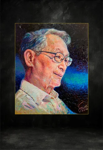 Honor palette knife oil painting 4 by Ajarn Somchai Songtechalerd