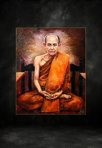Reverence palette knife oil painting 37 by Ajarn Somchai Songtechalerd